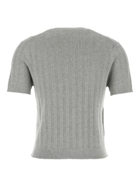 Miu Miu short-sleeved ribbed-knit top - Grey - zdjęcie produktu nr 2