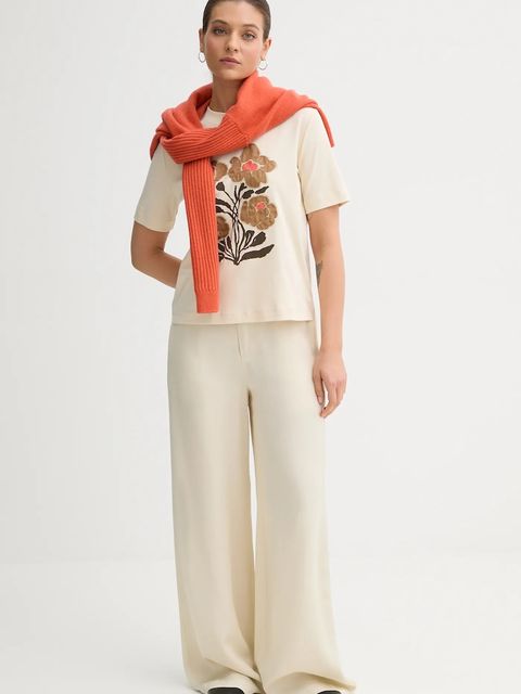 United Colors of Benetton t-shirt bawełniany damski kolor beżowy 3DCJD10B5 - zdjęcie produktu nr 2