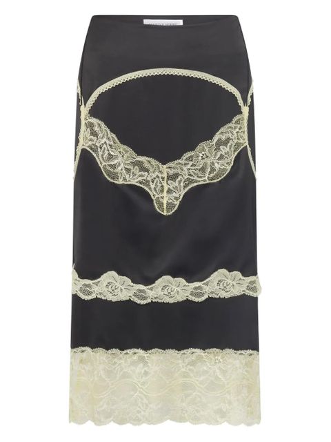 Marine Serre lace-panelled satin skirt - Black - zdjęcie produktu nr 1