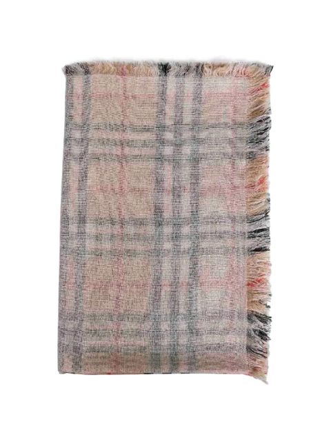 Burberry fringed checked scarf - Neutrals - zdjęcie produktu nr 2