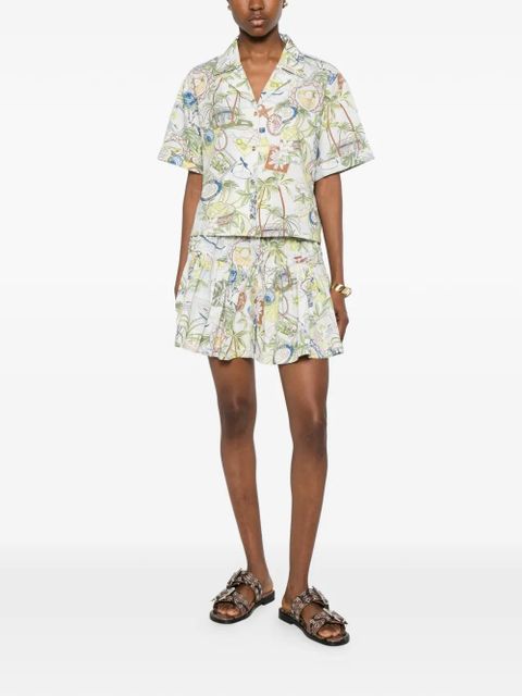 Maje postcard-print ruffled skirt - Green - zdjęcie produktu nr 2