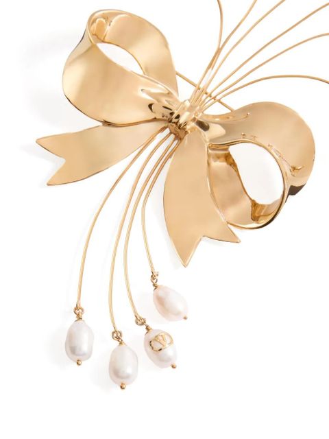 Valentino Garavani papier floral brooch in metal, pearl and Swarovski® crystals - Gold