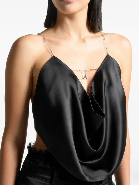 Manière De Voir cowl-neck chain-detail top - Black