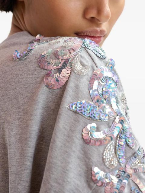 Essentiel Antwerp sequin-embellished bead-embellished T-shirt - Grey
