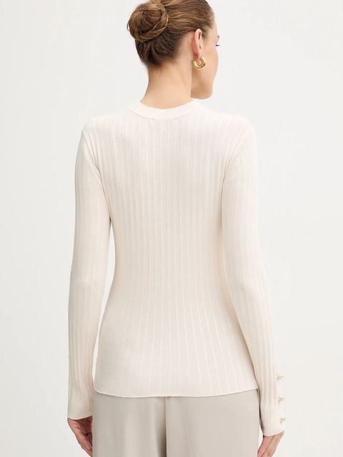 Morgan sweter damski kolor beżowy lekki z półgolfem MCIELO