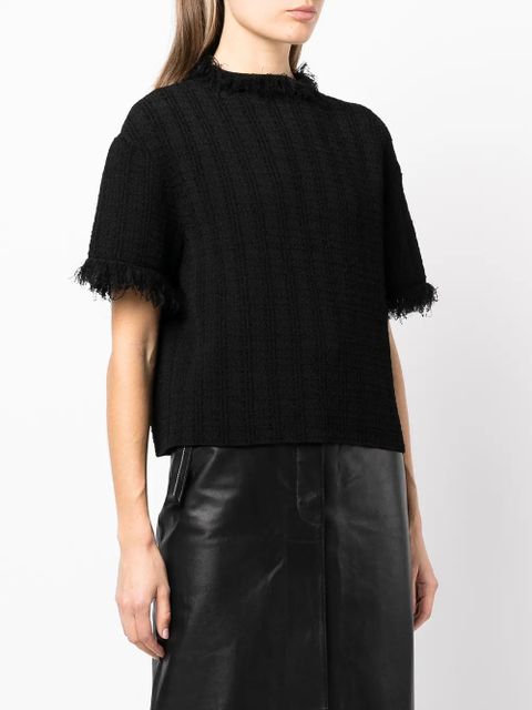 Proenza Schouler frayed-edge short-sleeve jumper - Black
