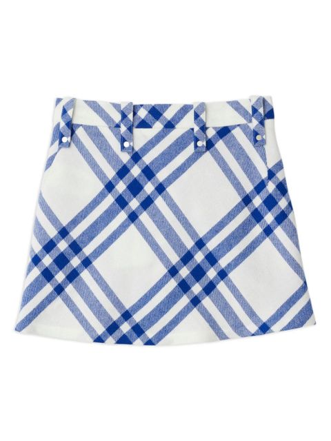 Burberry checked wool miniskirt - White - zdjęcie produktu nr 2
