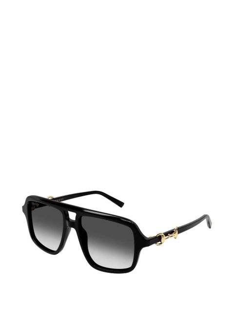 Gucci Eyewear horsebit-detail square-frame sunglasses - Black - zdjęcie produktu nr 2