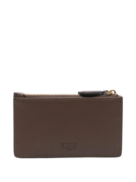 PINKO logo-plaque zip cardholder - Brown