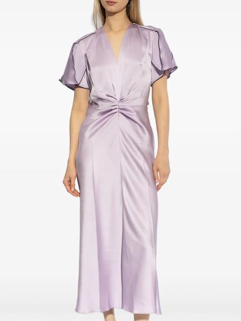 Victoria Beckham ruched satin midi dress - Purple