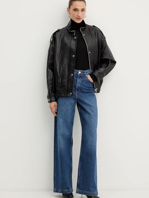 MICHAEL Michael Kors kurtka skórzana kolor czarny przejściowa MF520IXFAF