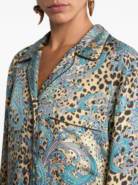 ETRO paisley animal-print twill shirt - Blue