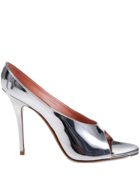 Amina Muaddi 105mm Anok peep-toe sandals - Silver - zdjęcie produktu nr 1