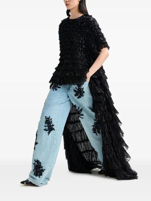 Essentiel Antwerp Itty tiered ruffled top - Black