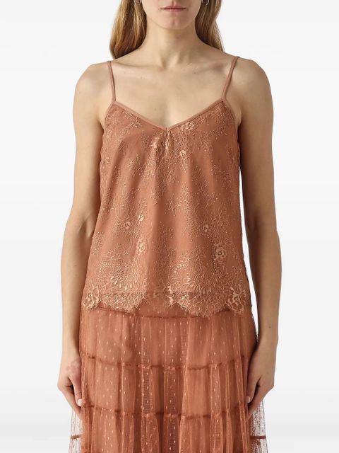 TWINSET lace-embroidered scalloped top - Brown - zdjęcie produktu nr 1