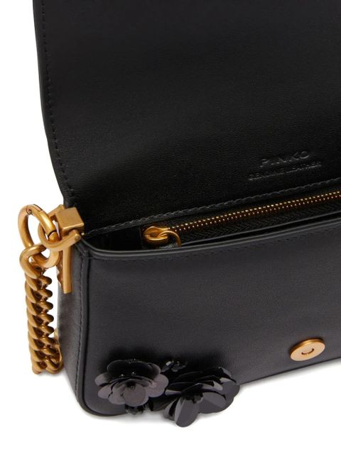 PINKO flower-embellished leather bag - Black