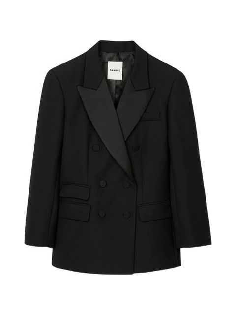 SANDRO satin-lapel double-breasted blazer - Black - zdjęcie produktu nr 1