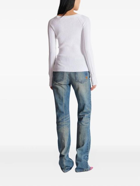 Balmain button ribbed top - White