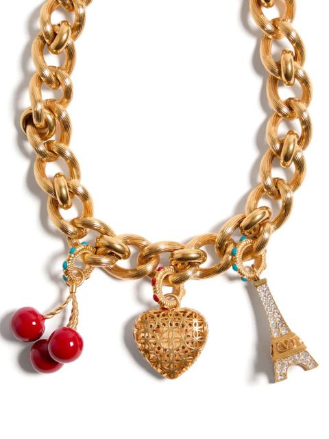 Valentino Garavani Chez Valentino necklace in metal, enamel and Swarovski® crystals - Gold