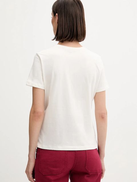 Tommy Hilfiger t-shirt bawełniany damski kolor beżowy WW0WW46120