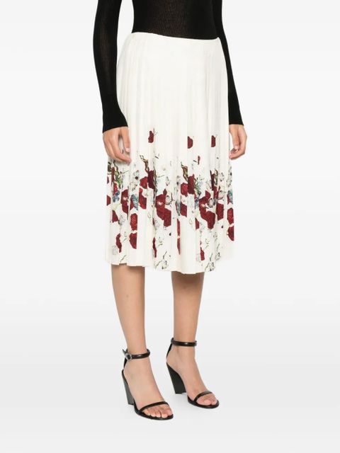 KHAITE pleated floral midi A-line skirt - Neutrals - zdjęcie produktu nr 2