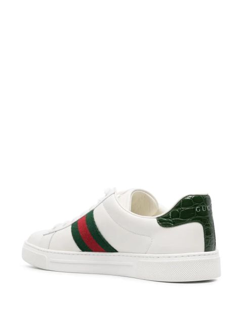 Gucci Ace Web-stripe leather sneakers - White - zdjęcie produktu nr 2