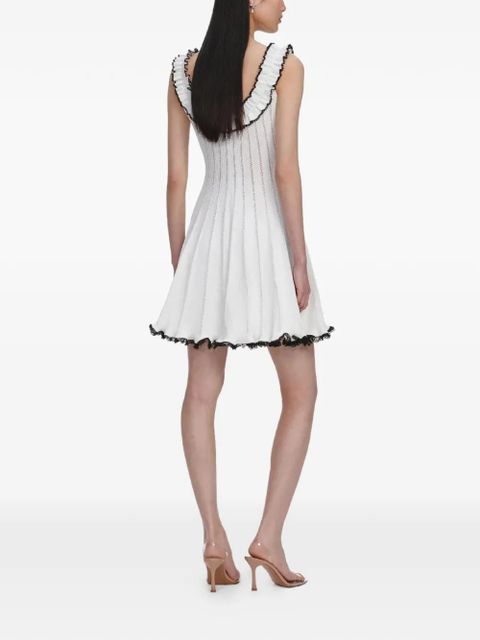 Self-Portrait ruffled bow mini dress - White