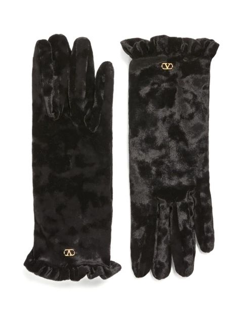 Valentino Garavani VLogo-signature ruffled gloves - Black - zdjęcie produktu nr 1