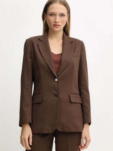 Liu Jo marynarka kolor brązowy jednorzędowa gładka MF5158 T159A - zdjęcie produktu nr 1