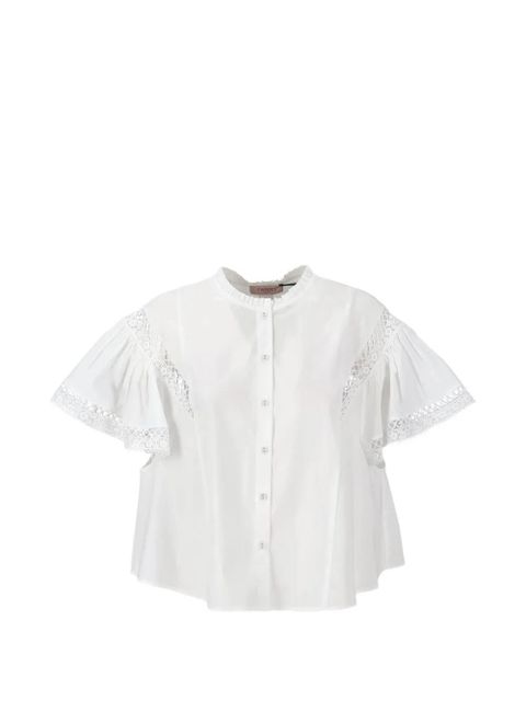 TWINSET lace-trim ruffled blouse - White - zdjęcie produktu nr 1