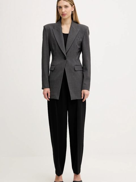 Pinko marynarka kolor szary jednorzędowa gładka 106097 A2ZT - zdjęcie produktu nr 2