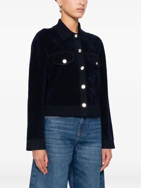 Maje velvet cropped jacket - Blue