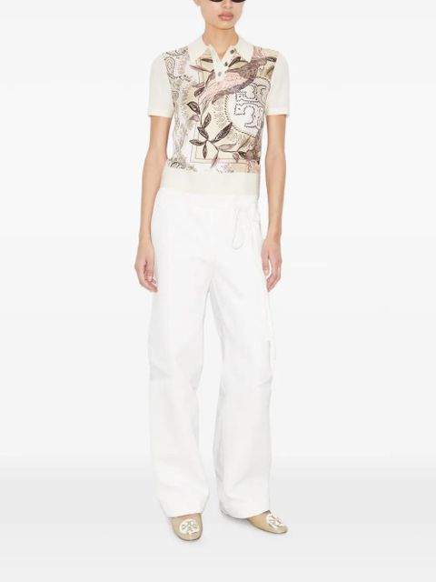 Tory Burch silk front polo - White