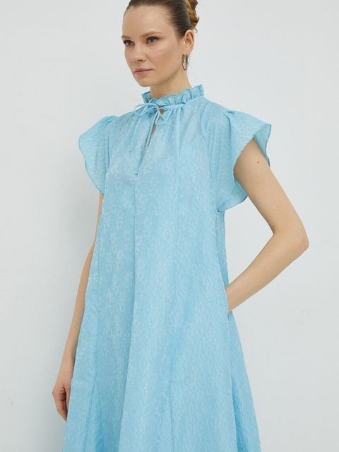 Samsoe Samsoe sukienka kolor niebieski maxi rozkloszowana