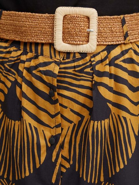 La Petite Française spódnica bawełniana JABOT kolor brązowy midi rozkloszowana