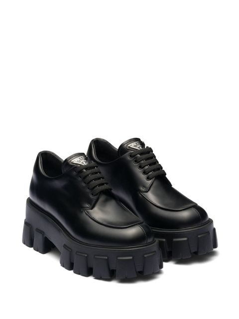 Prada Monolith brushed leather lace-up shoes - Black - zdjęcie produktu nr 2