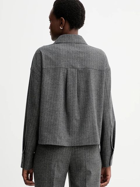 Marc O'Polo kurtka koszulowa z dodatkiem wełny kolor szary przejściowa oversize 510023774127