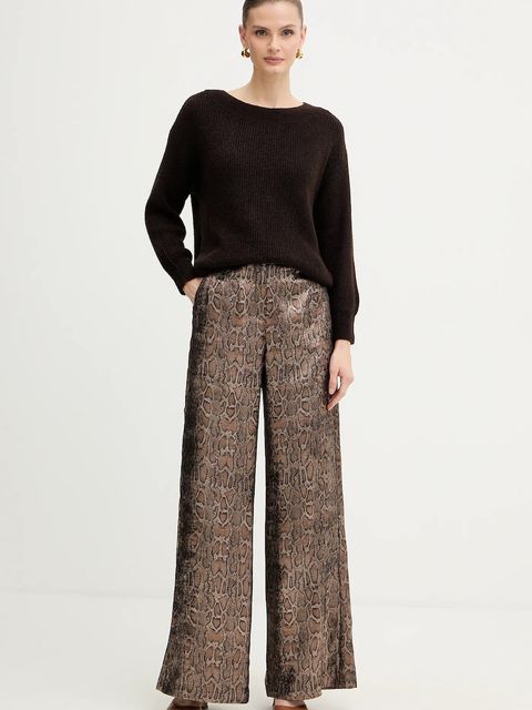 Morgan spodnie damskie kolor brązowy szerokie high waist PJENG.F - zdjęcie produktu nr 2