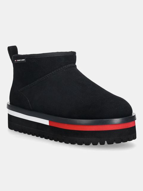 Tommy Jeans śniegowce zamszowe TJW FLATFORM SNOW BOOT SUEDE kolor czarny EN0EN02841 - zdjęcie produktu nr 1