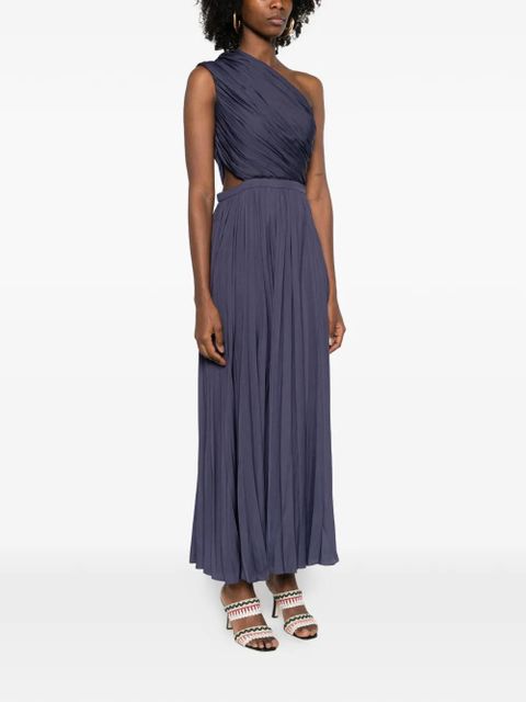 Maje one-shoulder pleated midi dress - Blue
