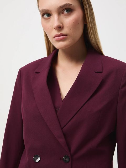 Medicine marynarka dwurzędowa damska kolor bordowy dwurzędowa gładka