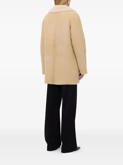 LouLou de Saison Isak elongated-lapel shearling coat - Neutrals