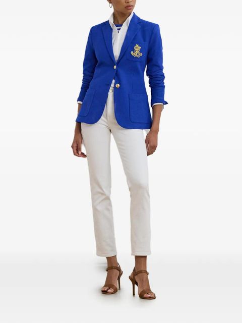 Lauren Ralph Lauren logo-patch piqué blazer - Blue - zdjęcie produktu nr 2