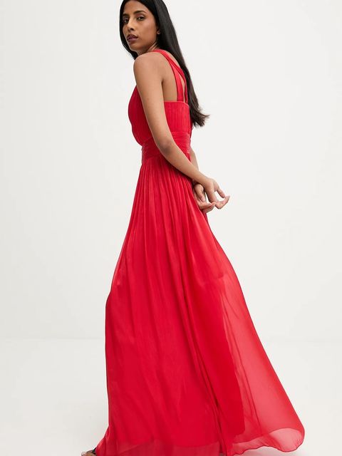 Answear.LAB sukienka kolor czerwony maxi rozkloszowana