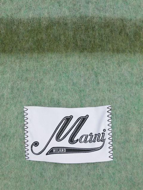 Marni fringed brushed-knit scarf - Green