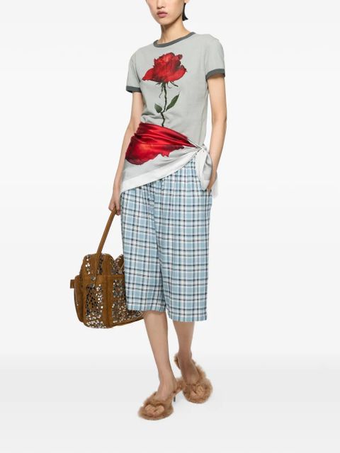 Acne Studios rose-print ringer T-shirt - Grey - zdjęcie produktu nr 2