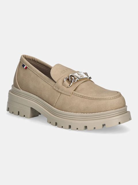 U.S. Polo Assn. półbuty ALICYA007A damskie kolor beżowy na platformie ALICYA007W/EU1 - zdjęcie produktu nr 1