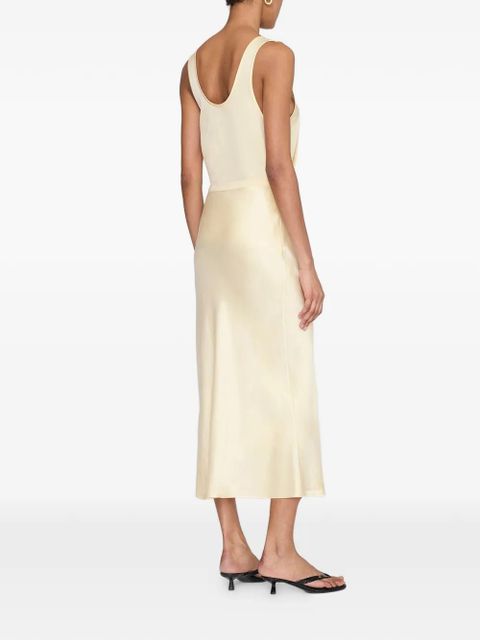 ANINE BING Bar silk midi skirt - Yellow