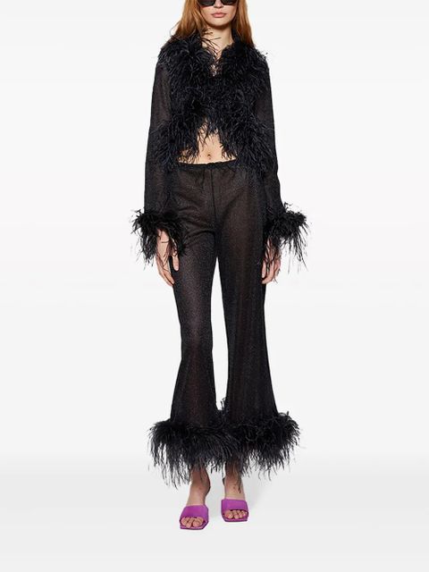 Oséree Lumière feather-trim shirt - Black - zdjęcie produktu nr 2