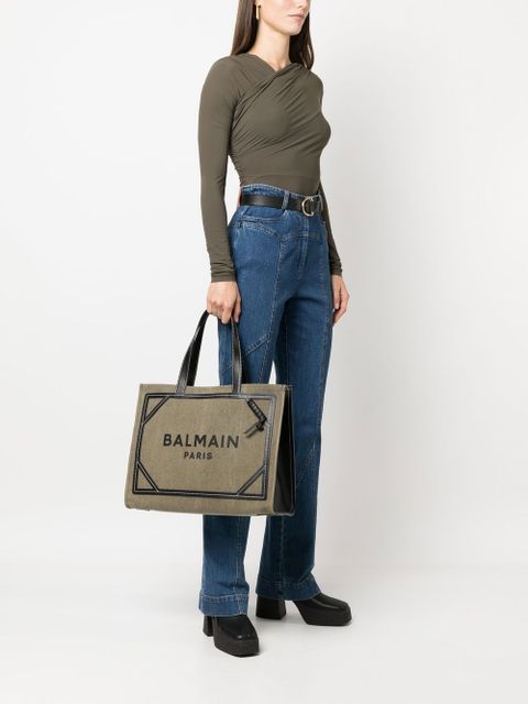 Balmain B-Army canvas tote bag - Green
